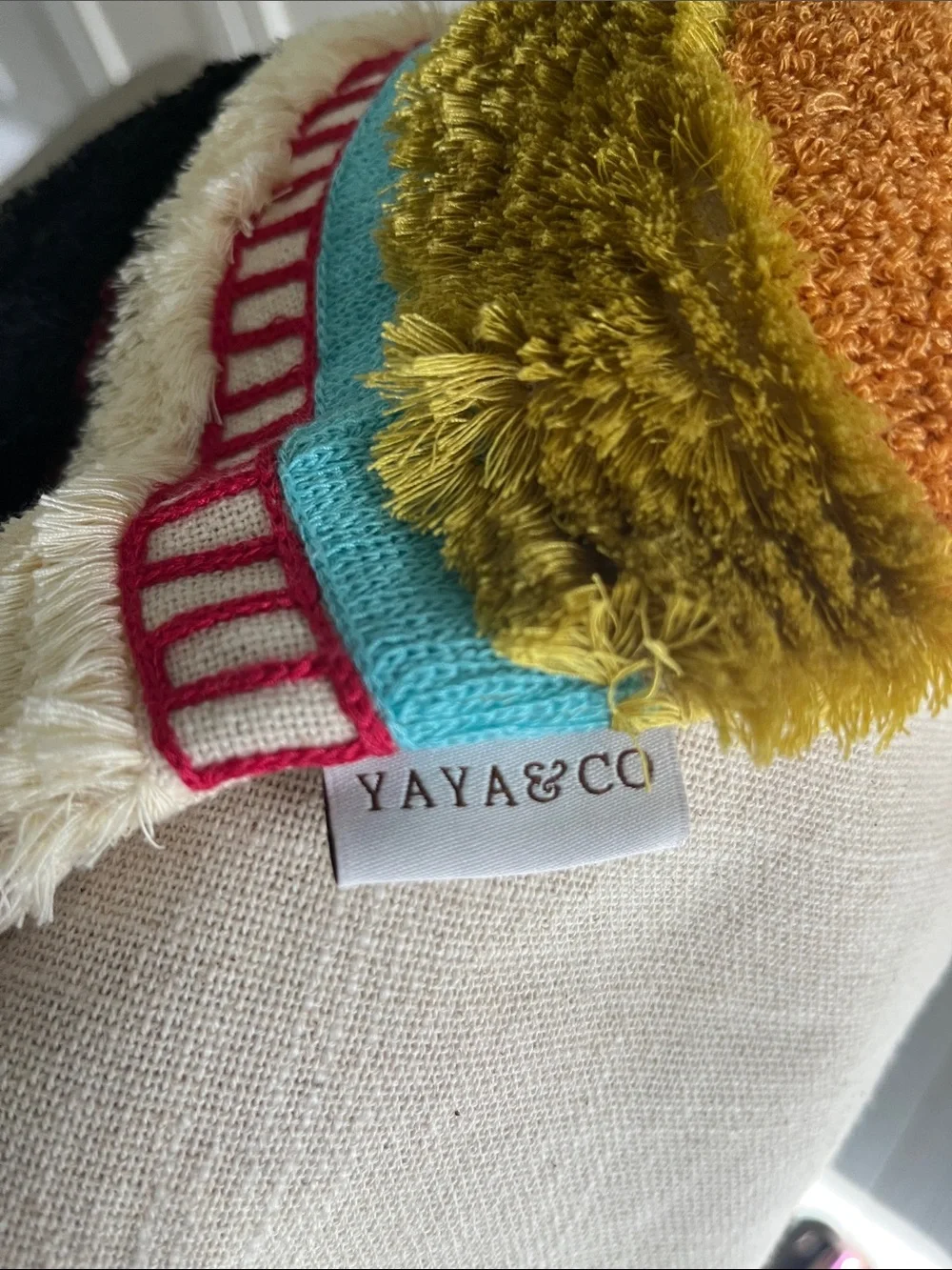 YaYa & Co Echo abstract throw pillow cover vibrant tufted boho cotton square